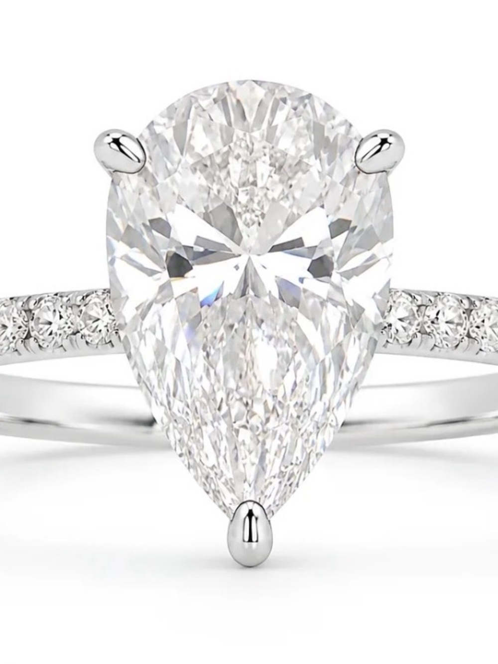 4ct. Pear-Cut Moissonite Solitaire Ring w/COA - Picture 2 of 5